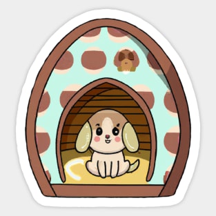 Cute Dog in The Egg Sticker